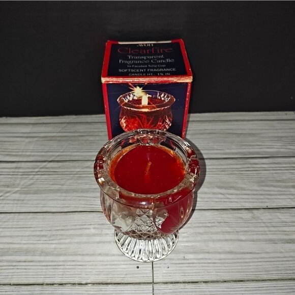 Avon Vintage Clearfire Transparent Fragrance Candle In Faceted Tulip Cup new - Picture 1 of 9